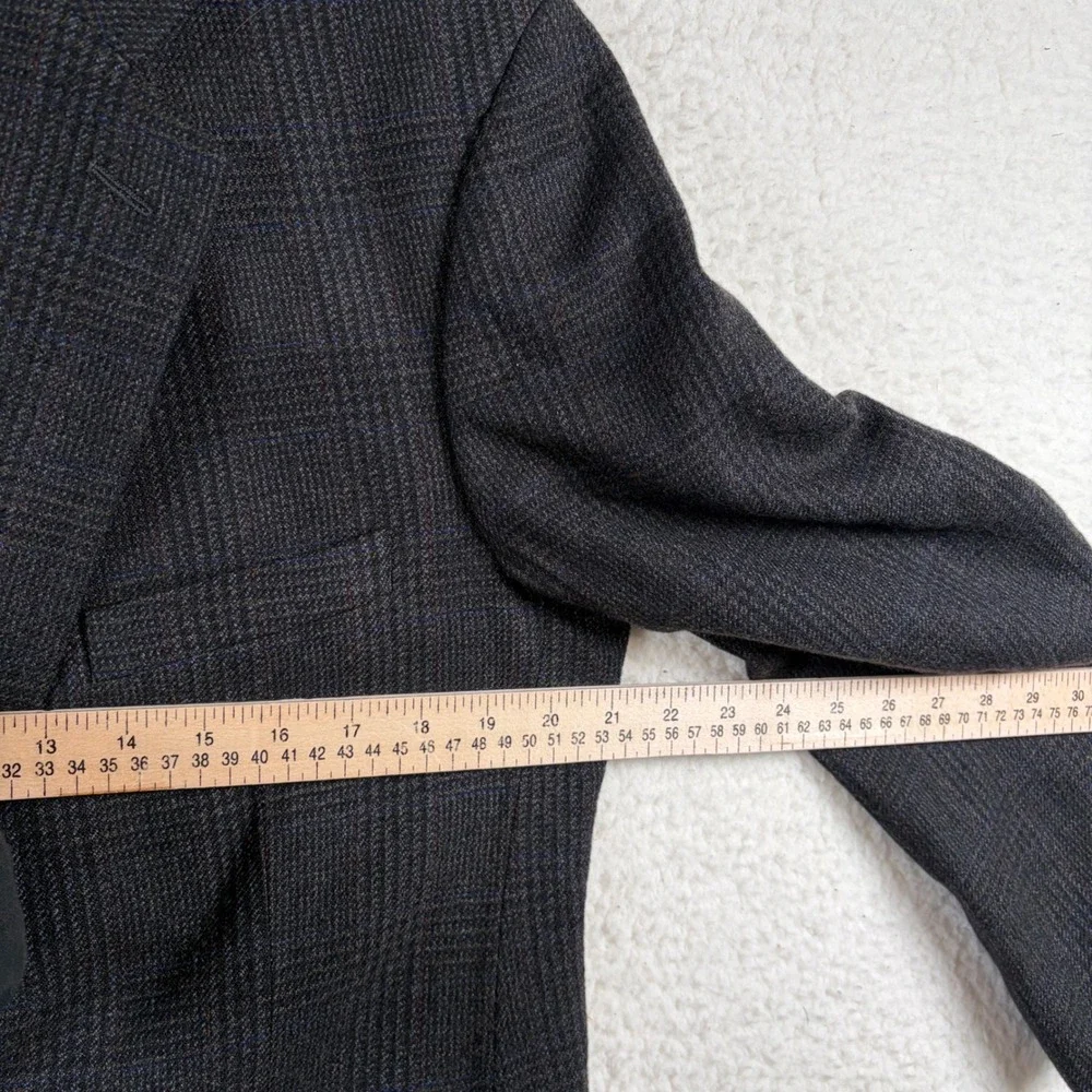 Orvis Plaid Blazer Sport Coat Mens 40R Charcoal Gray 2 Button Wool Dark Academia